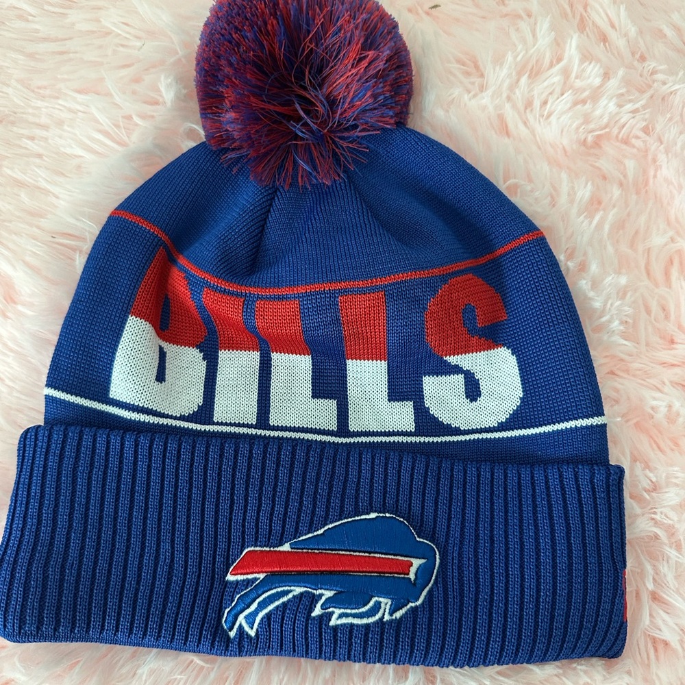 New Era Buffalo Bills Blue Knit Beanie with Pom